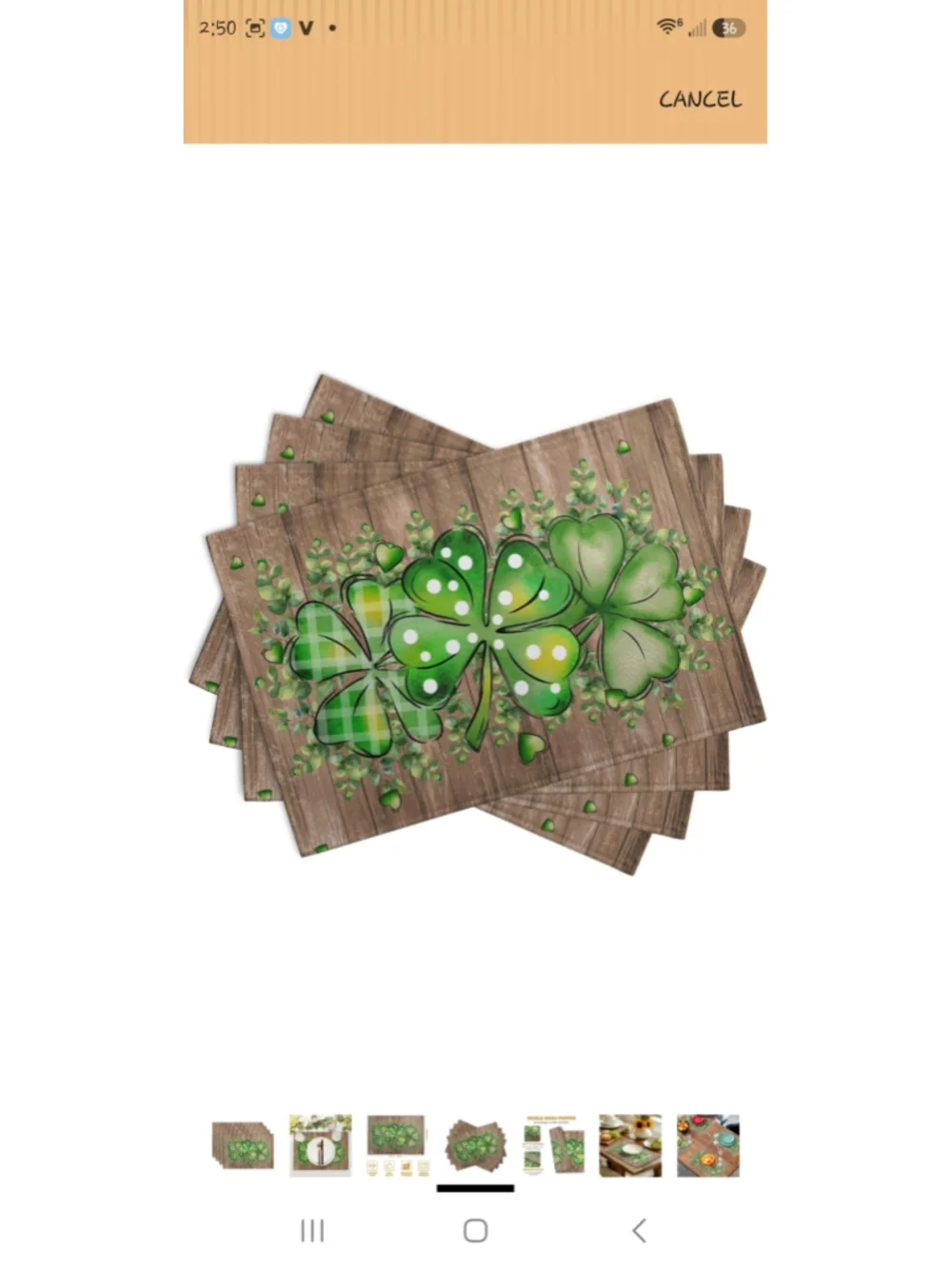 Shamrock St. Patrick's Day Placemats Set of 4, One Size, Brown and Green